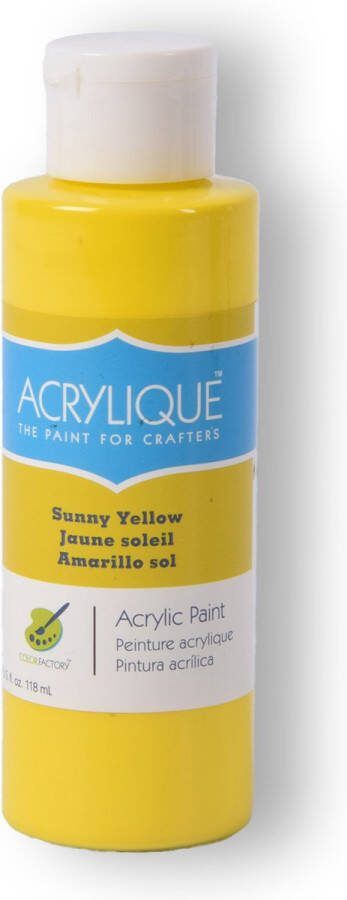 Merkloos Acrylverf Sunny Yellow 118ml Kunststof Flesje Geschikt voor Schilderen – Multifuntioneel Hobbyverf Kuntselmateriaal