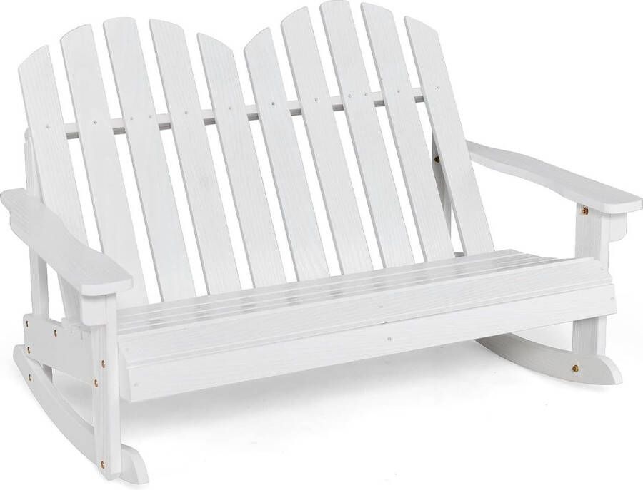 Merkloos Adirondack kinderschommelstoel 2-zits houten tuinstoel schommelstoel kindermeubels voor balkon tuin binnenplaats (wit)