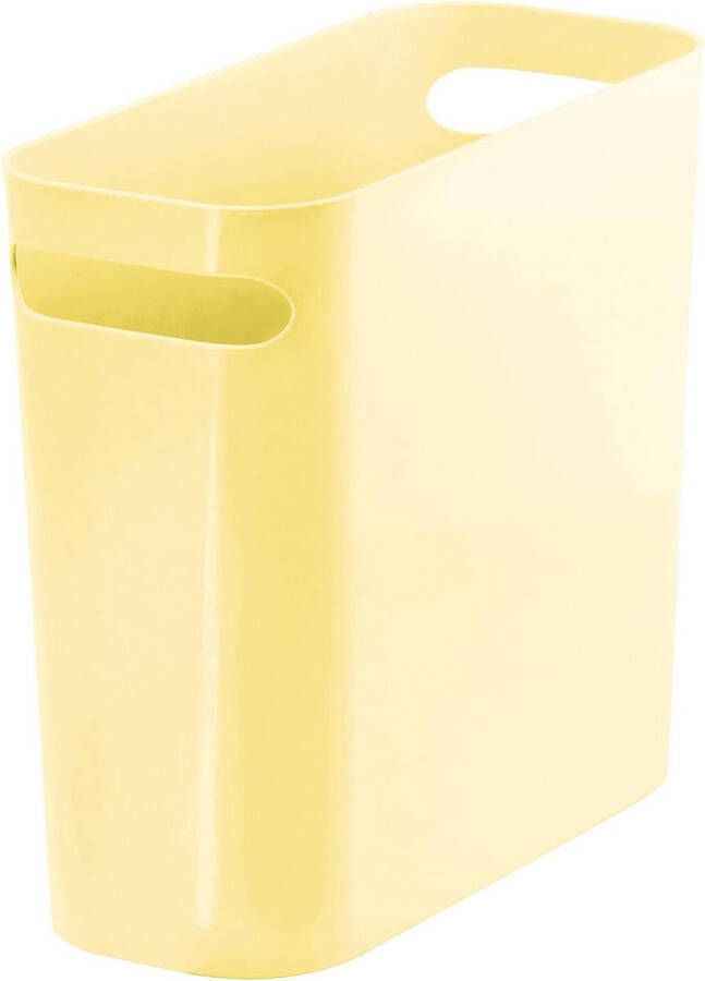 Merkloos Afvalbak met handgrepen – moderne capaciteit van 5 6 liter – kunststof prullenbak voor keuken badkamer en kantoor – lichtgeel