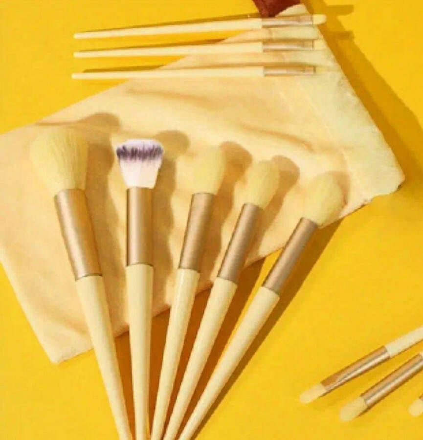 Merkloos AliRose Make-up Brush set Geel Yellow 13 Stuks Luxe Set