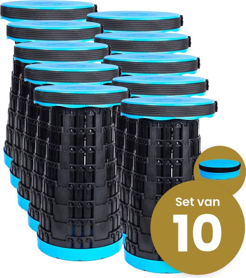 Merkloos Alora opvouwbare kruk extra strong blauw per 10 telescopische kruk 250 kg inklapbare kruk draagbaar kampeerstoel opstapkrukje