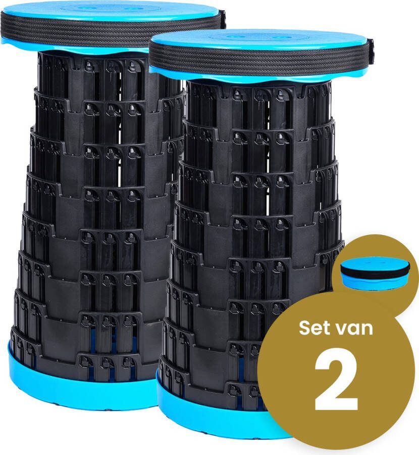 Merkloos Alora opvouwbare kruk extra strong blauw per 2 telescopische kruk 250 kg inklapbare kruk draagbaar kampeerstoel opstapkrukje