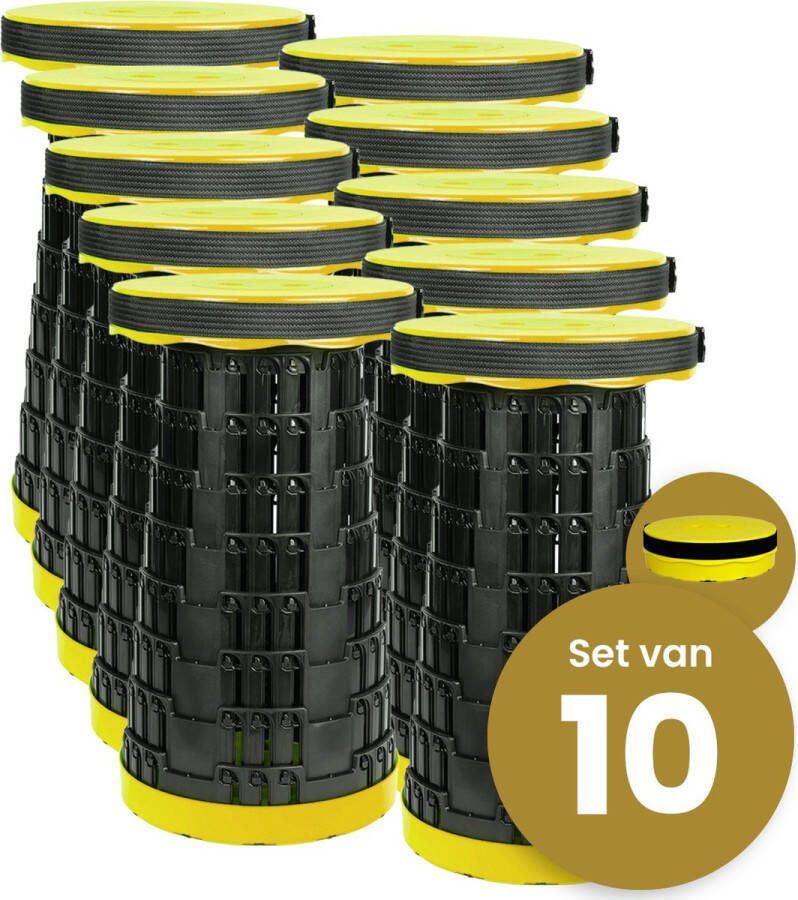 Merkloos Alora opvouwbare kruk extra strong geel per 10 telescopische kruk 250 kg inklapbare kruk draagbaar kampeerstoel opstapkrukje