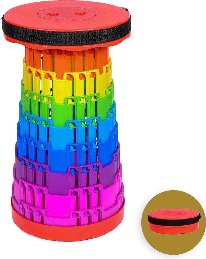 Merkloos Alora opvouwbare kruk extra strong regenboog telescopische kruk 250 kg inklapbare kruk draagbaar kampeerstoel opstapkrukje
