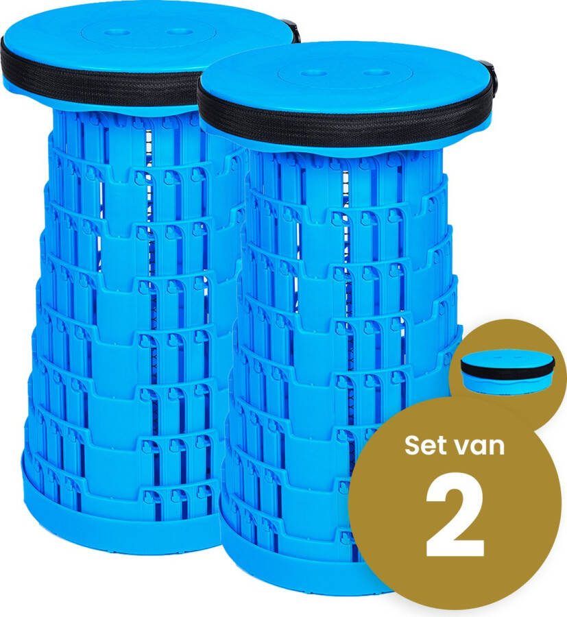 Merkloos Alora opvouwbare kruk extra strong vol blauw per 2 telescopische kruk 250 kg inklapbare kruk draagbaar kampeerstoel opstapkrukje