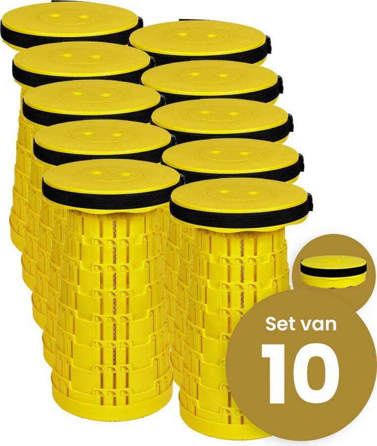 Merkloos Alora opvouwbare kruk extra strong vol geel per 10 telescopische kruk 250 kg inklapbare kruk draagbaar kampeerstoel opstapkrukje