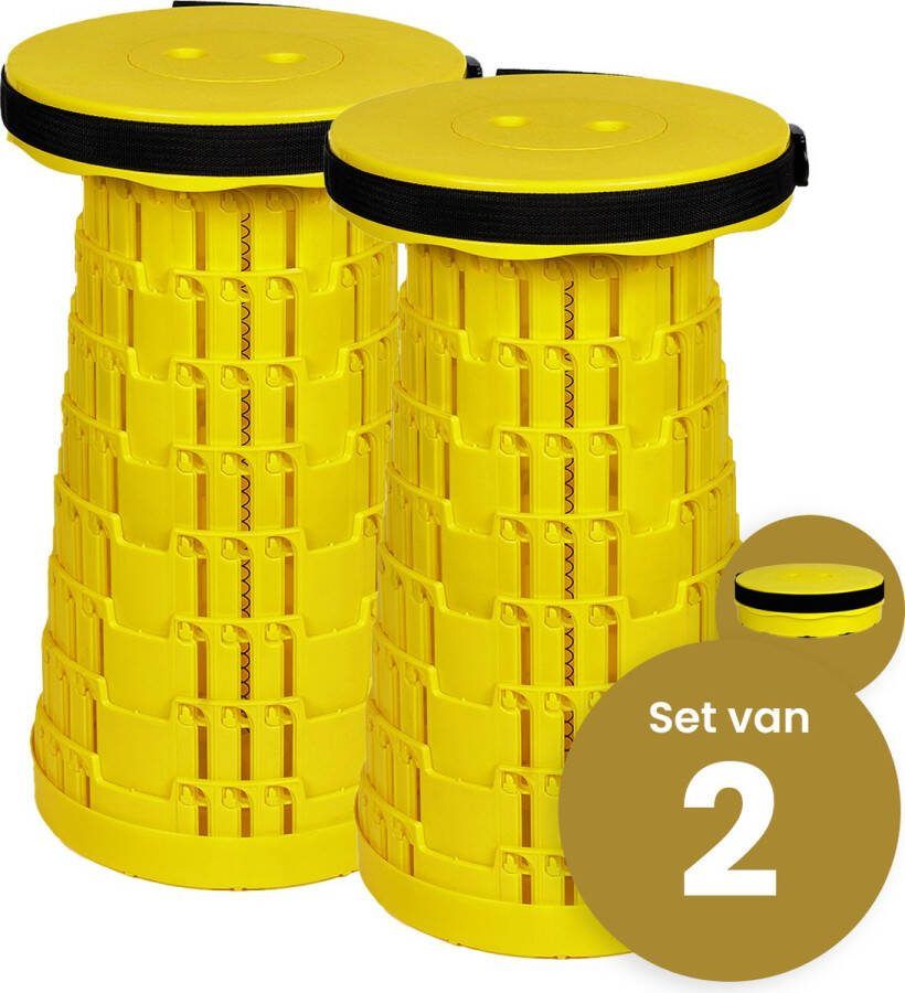 Merkloos Alora opvouwbare kruk extra strong vol geel per 2 telescopische kruk 250 kg inklapbare kruk draagbaar kampeerstoel opstapkrukje