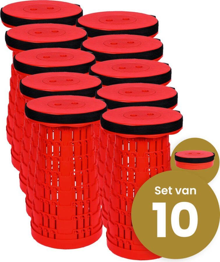 Merkloos Alora opvouwbare kruk extra strong vol rood per 10 telescopische kruk 250 kg inklapbare kruk draagbaar kampeerstoel opstapkrukje