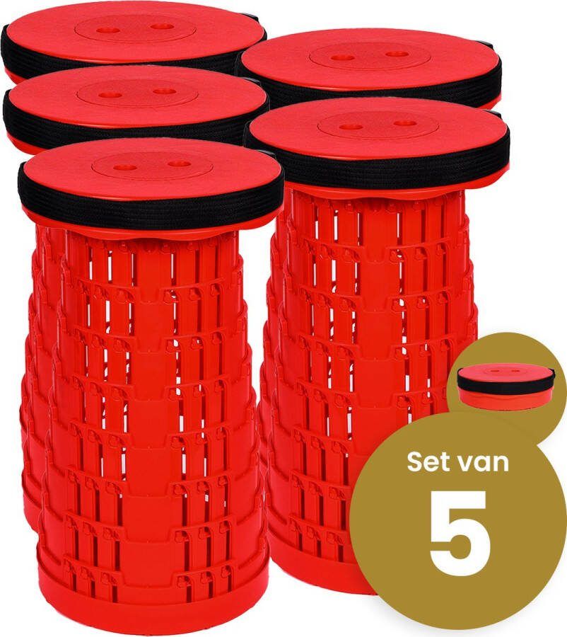 Merkloos Alora opvouwbare kruk extra strong vol rood per 5 telescopische kruk 250 kg inklapbare kruk draagbaar kampeerstoel opstapkrukje