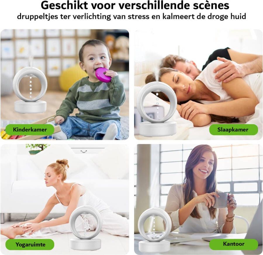 Merkloos Aroma Diffuser Luchtbevogtiger Diffuser Air Purifier Humidifier 680ml Draagbaar Geschikt voor Slaapkamer Woonkamer Kantoor Wit