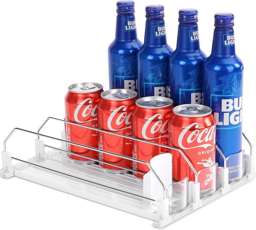 Merkloos Automatische koelkastblikjesorganizer Koelkastorganizer blikjeshouder Koelkastblikjesdispenser voor drankjes Bier Frisdrank Opbergruimte 12 standaard formaat blikjes 330 ml 440 ml 500 ml