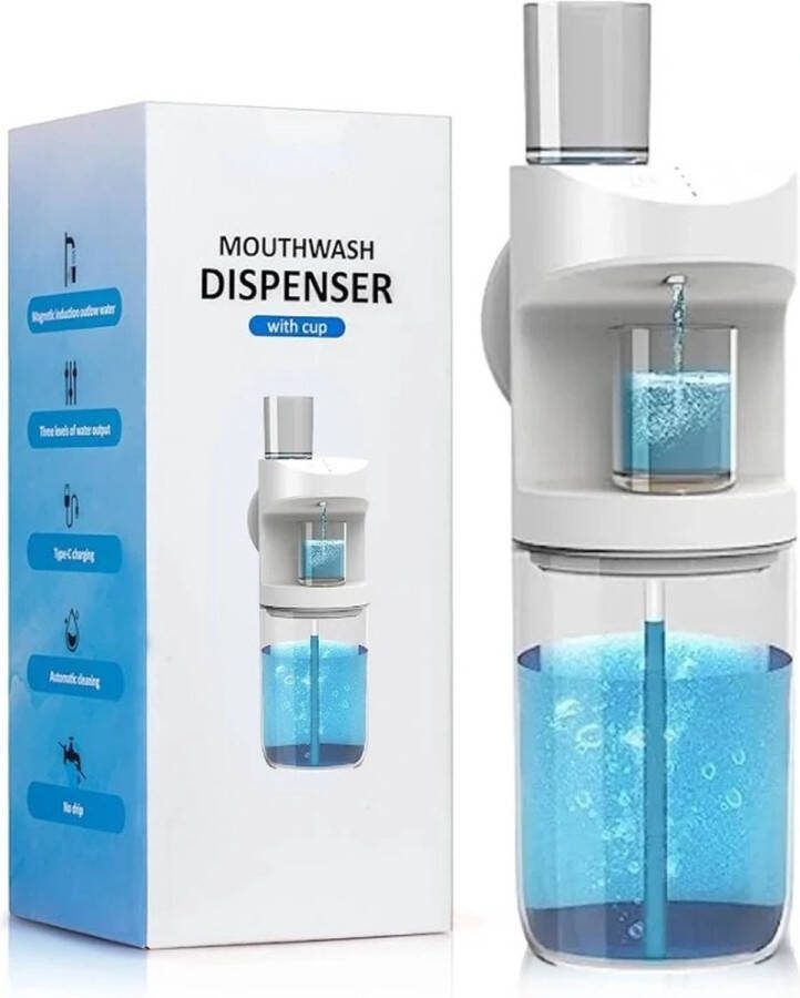 `merkloos` Automatische Mondspoelautomaat Oplaadbare Mondspoelautomaat 550ml 3 Afgifteniveaus Met Magnetische Kopjes Opslag Mond Douche Apparaat