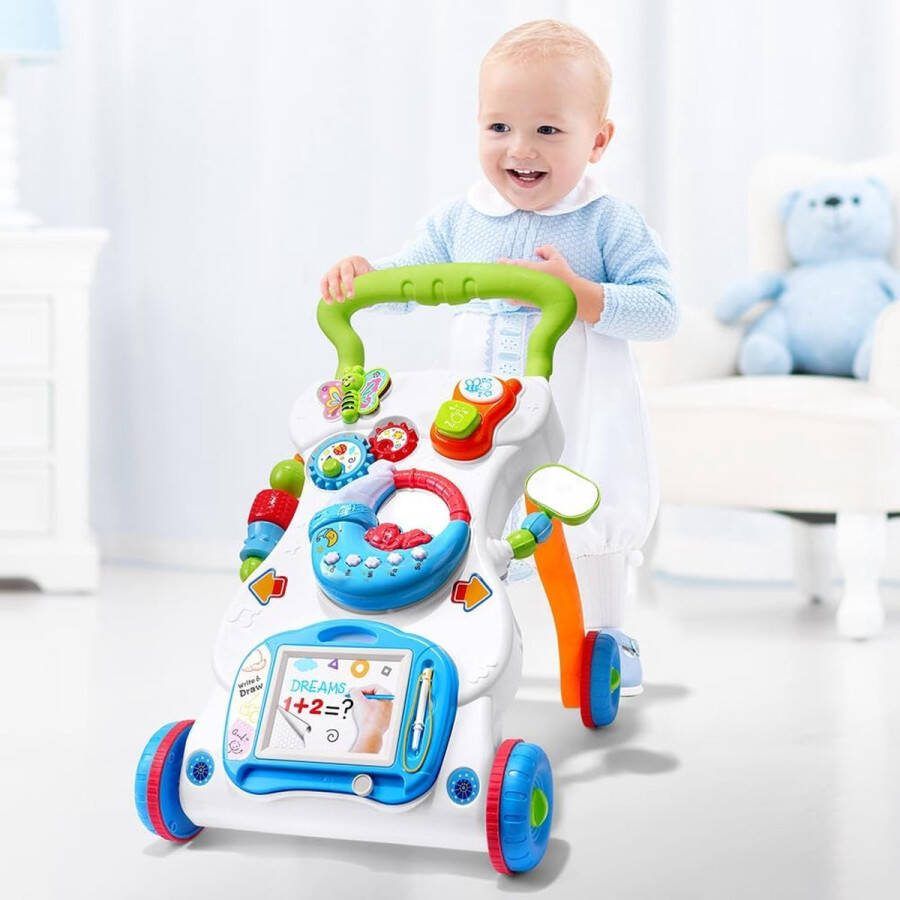 Merkloos Baby Speelgoed Loopwagen Incl. Instelbare Snelheid Muziek en Licht Voor Kinderen van 12 tot 36 Maanden