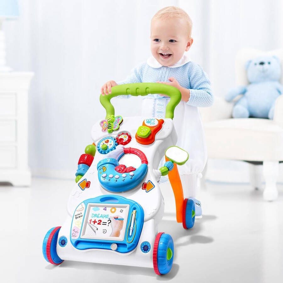 Merkloos Baby Speelgoed Loopwagen Incl. Instelbare Snelheid Muziek en Licht Voor Kinderen van 12 tot 36 Maanden