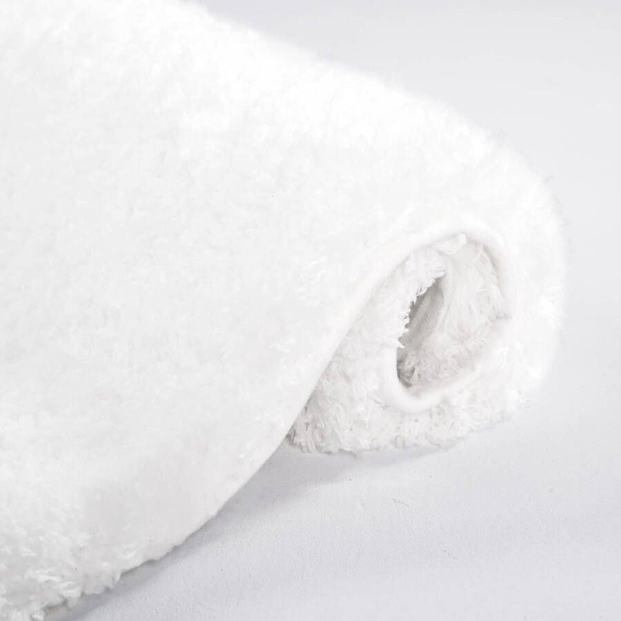 Merkloos Badmat antislip wasbaar hoogpolig absorberend microvezel badkamermat voor kinderen en baby's 70 x 120 cm wit 1 stuk