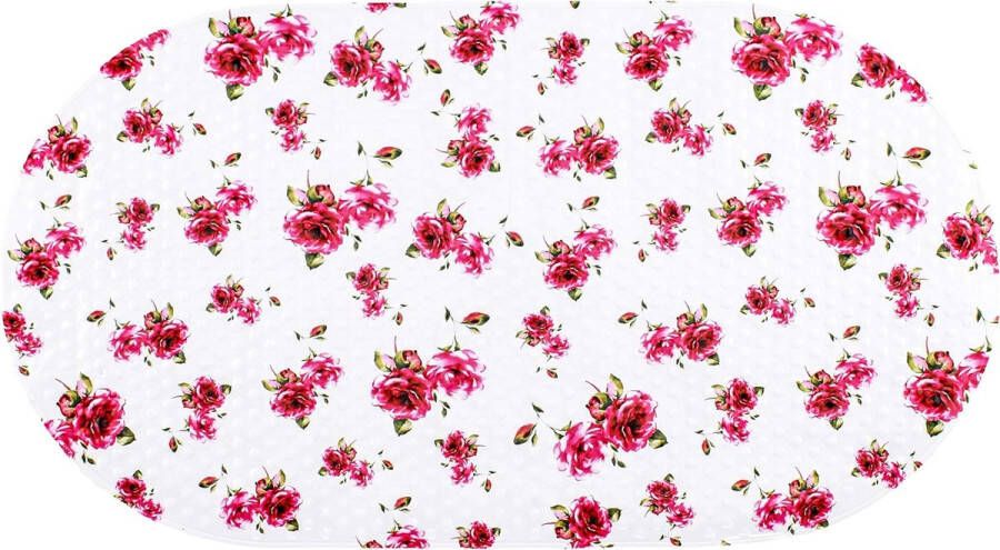 Merkloos Badmat ca.70x36 cm douchemat drukdesign ovaal roze 70 x 36 cm