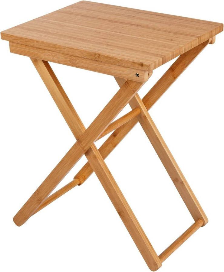 Merkloos Bamboe klaptafel Maui praktische bijzettafel voor binnen en eettafel voor aanbouw in de tuin met geakt oppervlak ruimtebesparende opklapbare balkontafel van bamboe 42 x 52 x 30 cm