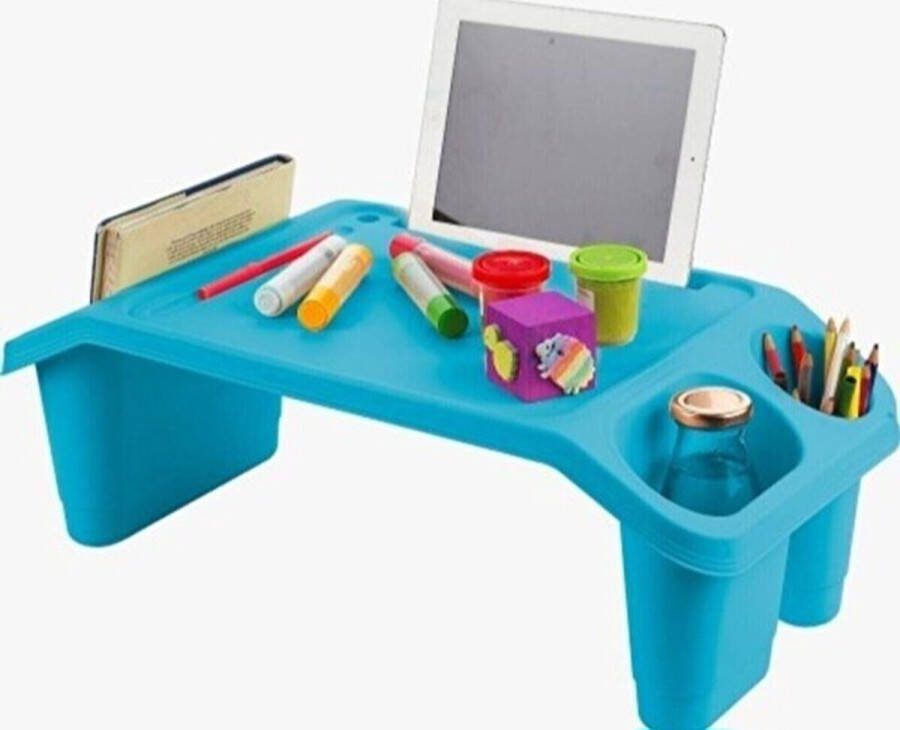 Merkloos Bedtafel voor Kinderen Met vakjes Eettafel kinderen Multifunctioneel Tekentafel Blauw Kunststof