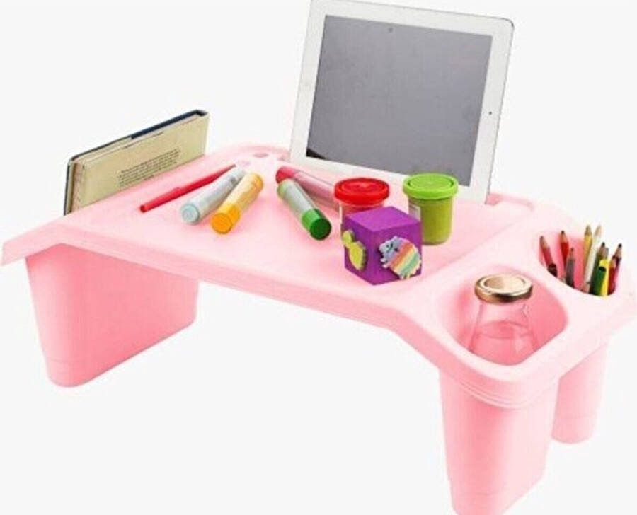 Merkloos Bedtafel voor Kinderen Met vakjes Eettafel kinderen Multifunctioneel Tekentafel Roze Kunststof