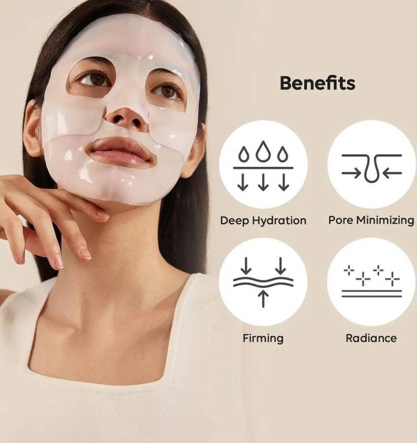 Merkloos Bio-Collagen Real Deep Mask hydraterende Masker Glas Skin Korean Skincare Gezichtsmasker