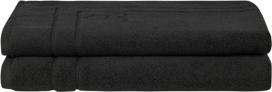 Merkloos Biologisch katoenen handdoekenset badmat hoge kwaliteit wasbaar zacht en absorberend Oeko-Tex Made in Green & GOTS-gecertificeerd (2 badkamertapijten houtskoolzwart)