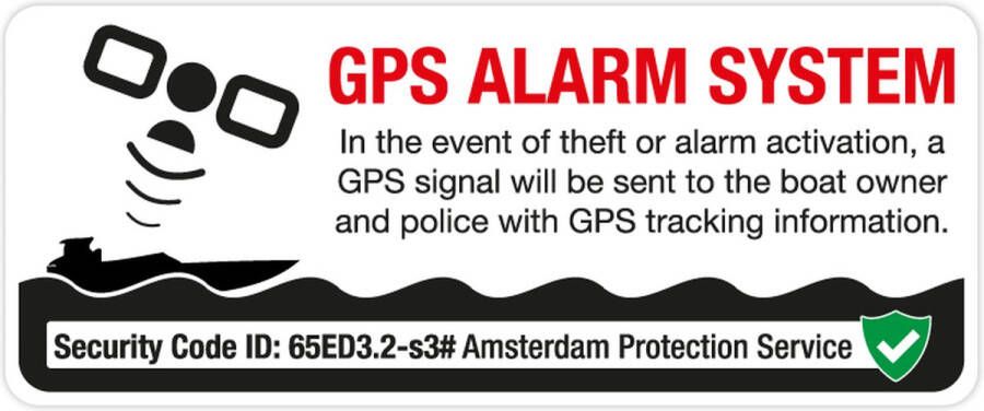 Merkloos Boat GPS Alarm System Sticker Set van 3 Stickers 7 5 x 3 4 cm