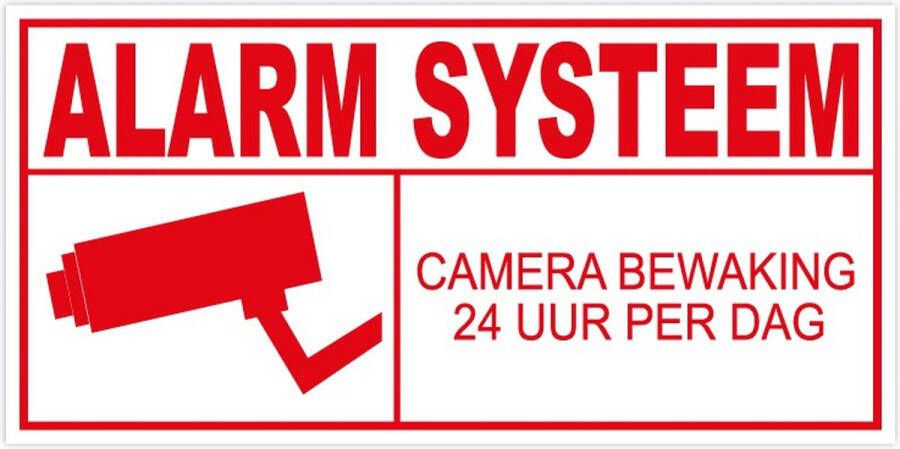 Merkloos Camera Alarm Systeem Sticker Rood Set van 3 Stickers 7 5 x 3 7 cm