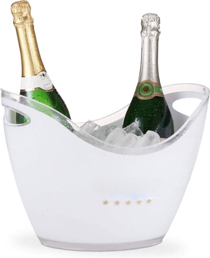 Merkloos Champagnekoeler champagne Premium 6l volume dranken koelen champagnekoeler h x b x d: 25 5 x 34 5 x 26 cm wit