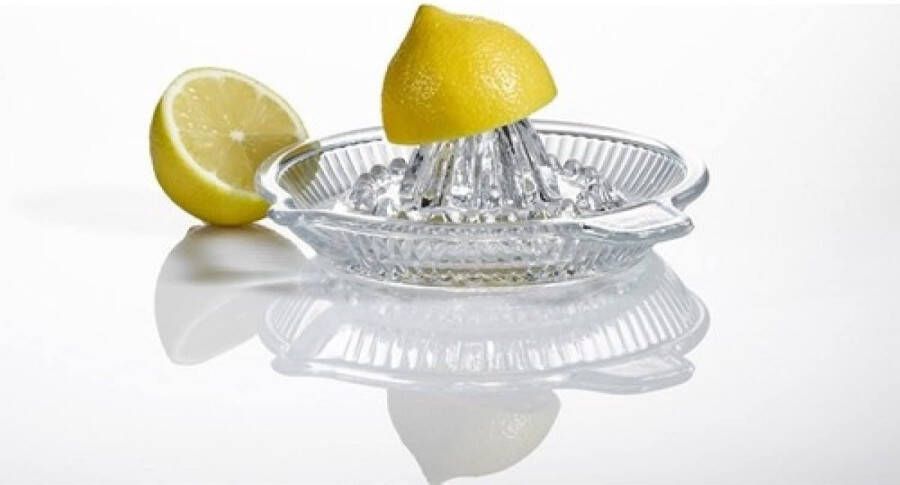Merkloos Citroenpers draagbare citruspers kristallen ruimer handmatige sappers met handvat en schenktuit voor vers sap limoenoranje zwaar helder glas