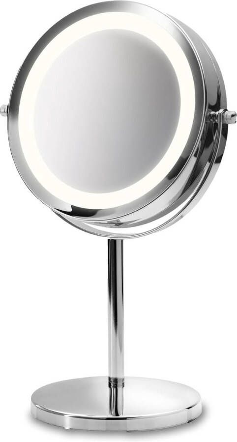 Merkloos CM 840 ronde make-up spiegel Tafelspiegel met LED-verlichting en 5x vergroting Make-up spiegel met 360° draaifunctie