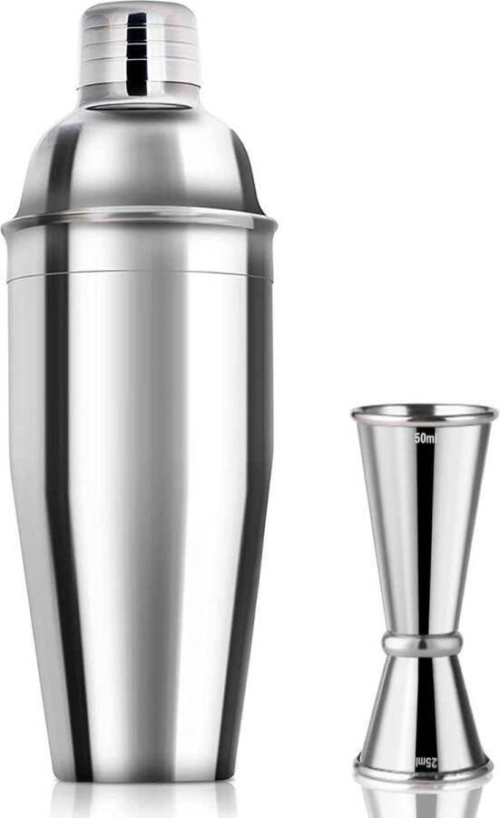 Merkloos Cocktail Shaker 750 ml Jigger 25 50 ml met interne meetlijnen Cocktail Set roestvrij stalen bar accessoires cocktail mixing set cocktailshaker accessoires