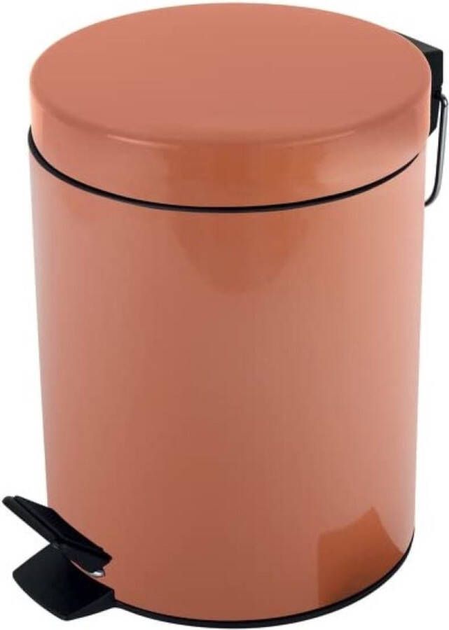 Merkloos Cosmetica-emmer Sydney Terracotta rood prullenbak pedaalemmer afvalemmer 3 liter met uitneembare binnenemmer
