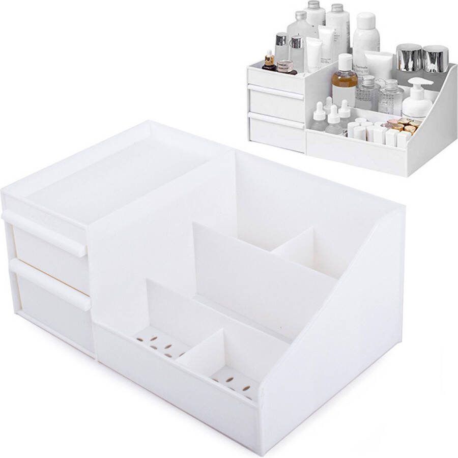 Merkloos Cosmetica en Sieraden Organizer met 2 Uitneembare Lades Wit Lade Organizer Lade verdeler Make up Organizer Organizers Compact en Stijlvol Opbergsysteem