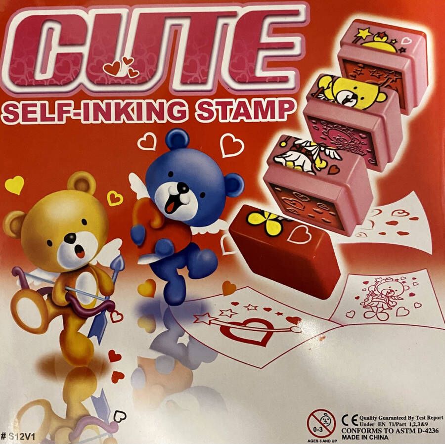 Merkloos Cute Self inking stamps 6 stuks