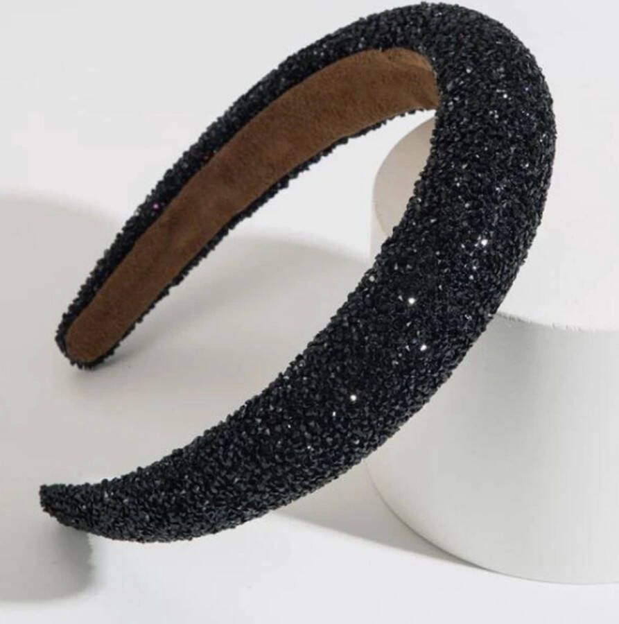 Merkloos DIAMOND Headband Haarband Zwart Diamantjes Feestdagen