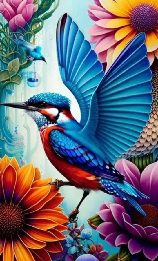 Merkloos Diamond painting 30 x 40 cm Vogel bos Diamond painting volwassenen Hobby Knutselen Vrije tijd Puzzel