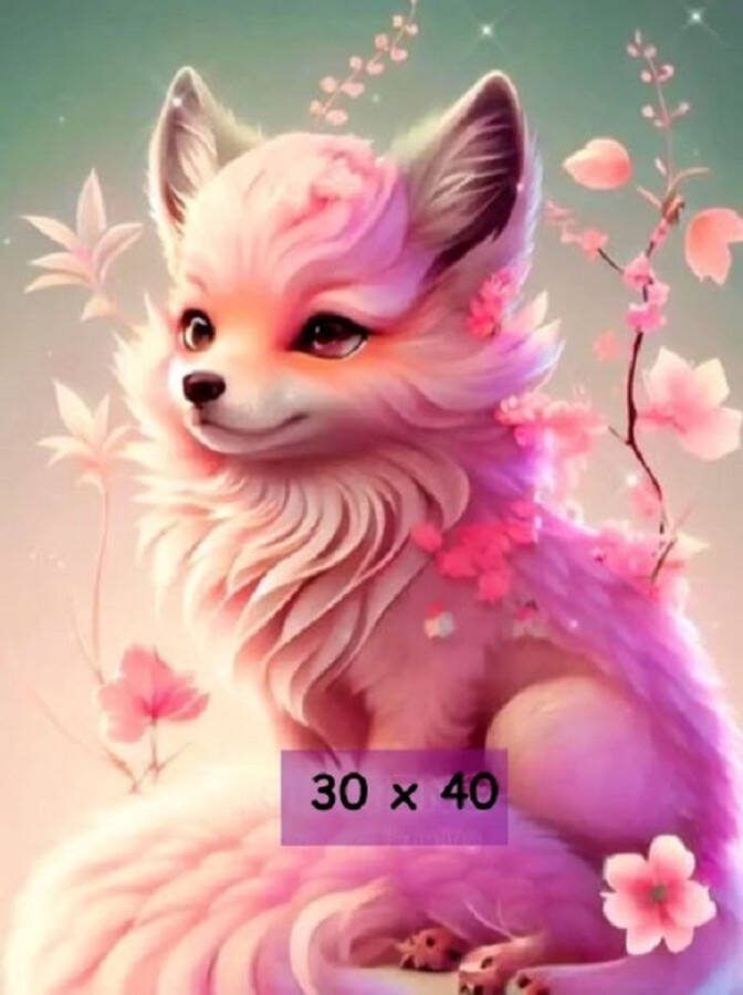 Merkloos Diamond painting 30 x 40 cm Vos roze Diamond painting volwassenen Hobby Knutselen Vrije tijd Puzzel