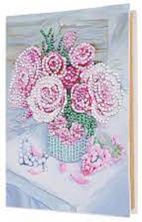Merkloos Diamond Painting Fotoboekje Albumhoezen Fotoalbum Boeket roze bloemen