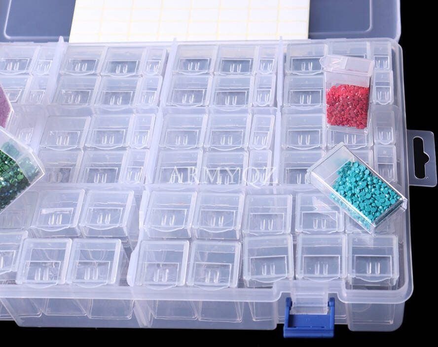 Merkloos Diamond painting Opbergdoos Rechthoek Box Case Met 84 Tic Tac doosjes stickervel inbegrepen