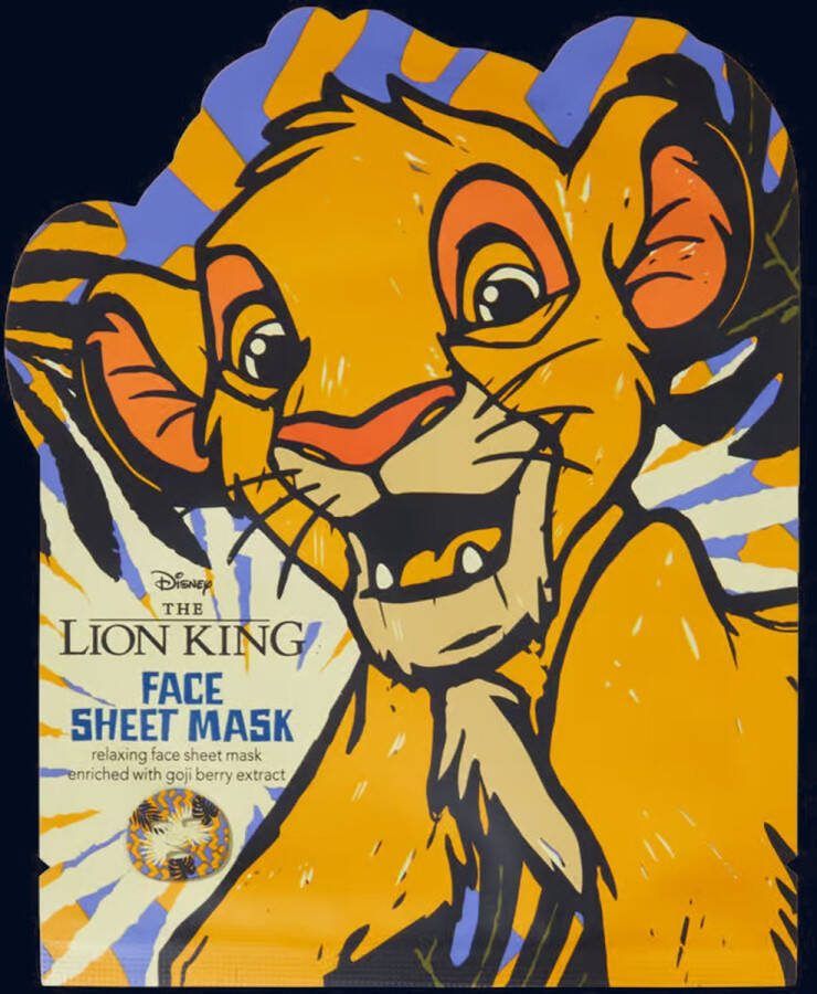 Merkloos Disney Lion King sheet mask tissue gezichtsmasker leeuwenkoning masker Simba leeuwen koning goji berries bessen kids