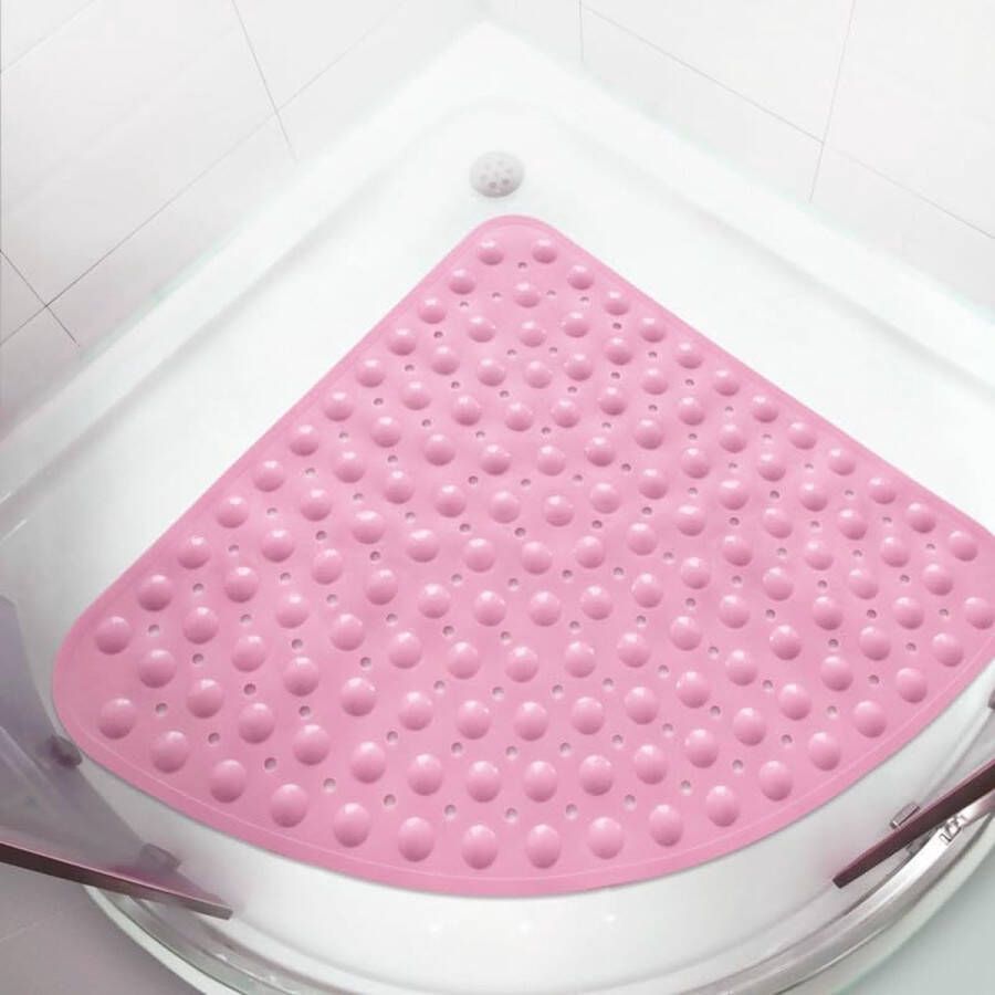 Merkloos Duschmatte rutschfest Dreieckig 54 x 54 cm Weich Komfort Sicherheits Badewannenmatte mit Ablauflöchern PVC Massage Antibakterielle Badematte für Badewanne und Nassbereiche (Rosa)
