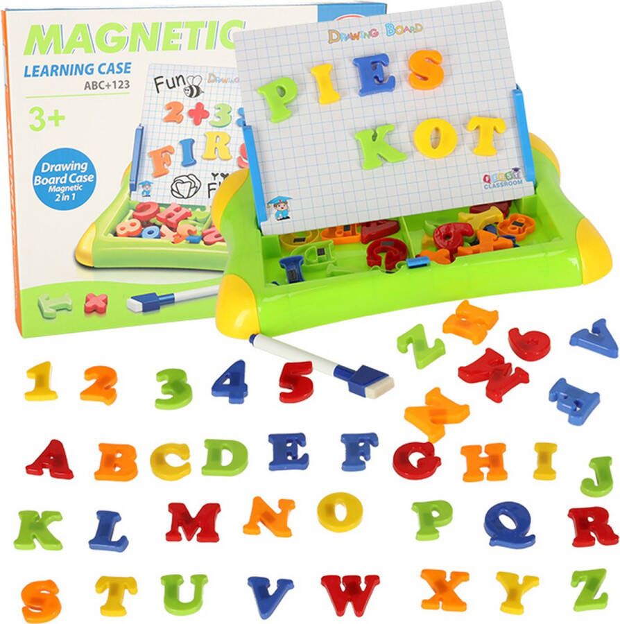 Ikonka Educatief magneetbord met cijfers en letters 30.5 x 15.2 x 4 cm groen