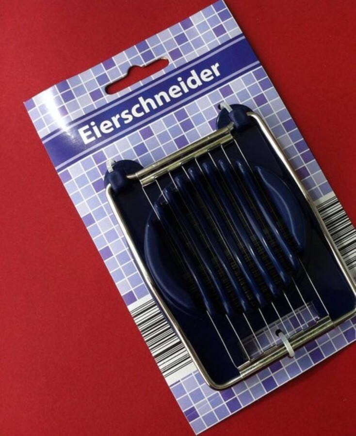 Merkloos eiersnijder blauw donkerblauw kunststof met rvs eisnijder eierhulp