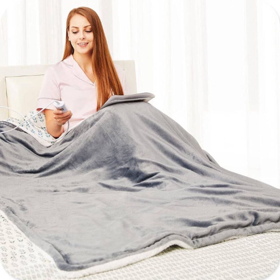 Merkloos Elektrische deken 10 warmtestanden Zacht en Comfortabel Wasbaar Grijs
