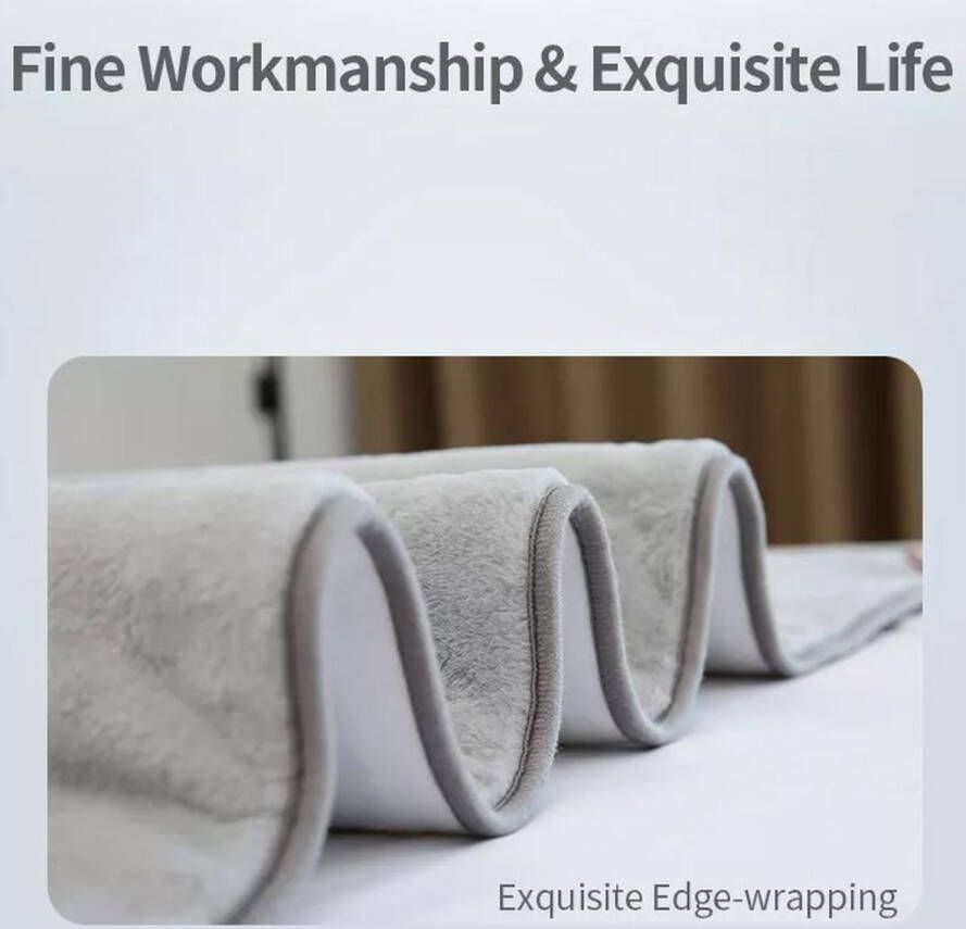 Merkloos Elektrische deken 200x180cm Verwarmde onderdeken Soft fleece Dual control Temperatuur controle linker en rechterkant automatische uitschakeling Water afstotend 2 persoons Tweepersoons