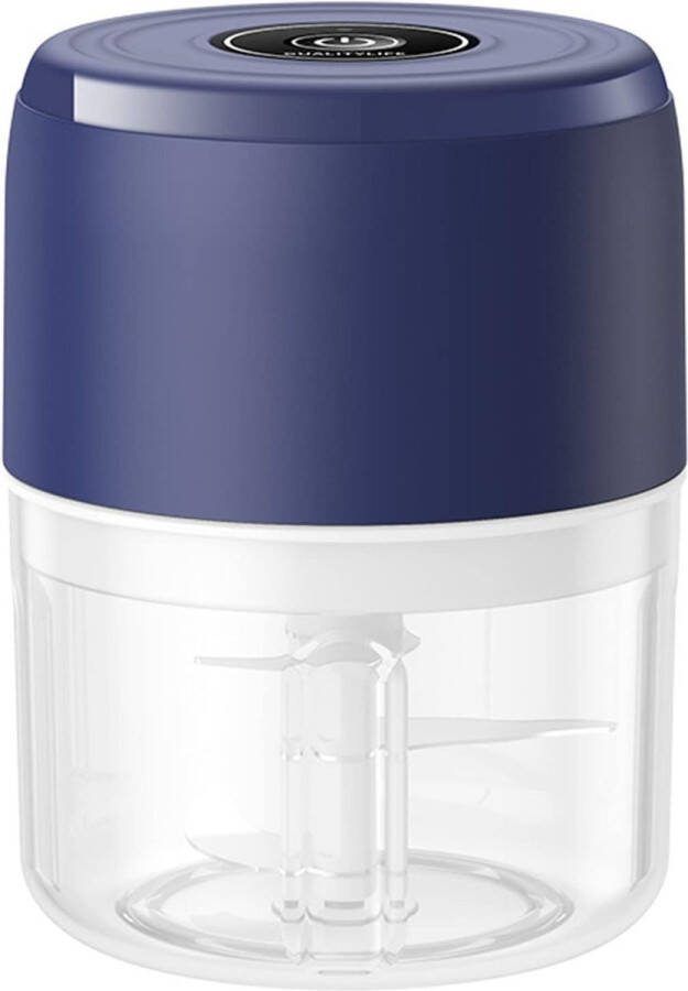 'merkloos' Elektrische Groentesnijder Blauw Oplaadbare Hakselaar Mini Eiklopper Compact & Handig voor Lunch 30W Vermogen 250ml Inhoud Uiensnijder Draadloos 2-in-1 Knoflook Chopper Voor Groenten Fruit Noten