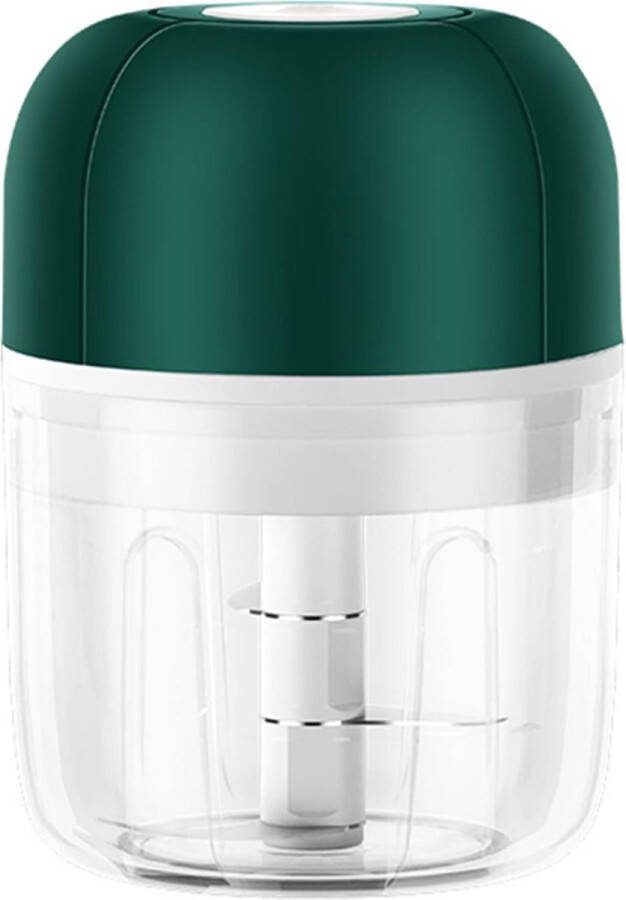 'merkloos' Elektrische Groentesnijder Groen Oplaadbare Hakselaar Mini Eiklopper Compact & Handig voor Lunch 30W Vermogen 250ml Inhoud Uiensnijder Draadloos 2-in-1 Knoflook Chopper Voor Groenten Fruit Noten