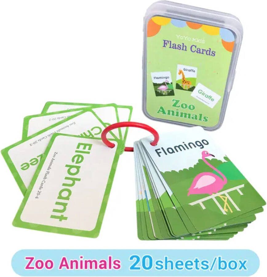 'merkloos'' Flash Cards Dieren Kaarten 20 Kaarten Dubbelzijdig Educatief Speelgoed Montessori Leerzaam Zoo Animals Cards In Doos Watervast Interactief Meisje Jongen School Leerzame kaarten Leren Dieren Dierentuin Artis