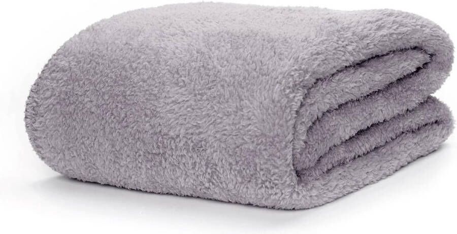 Merkloos Fleecedeken Speciale Editie Deken Luxe Sherpa Warm Fleece gooien TV-Deken voor bank Knuffeldeken 127 x 178cm Violet grijs