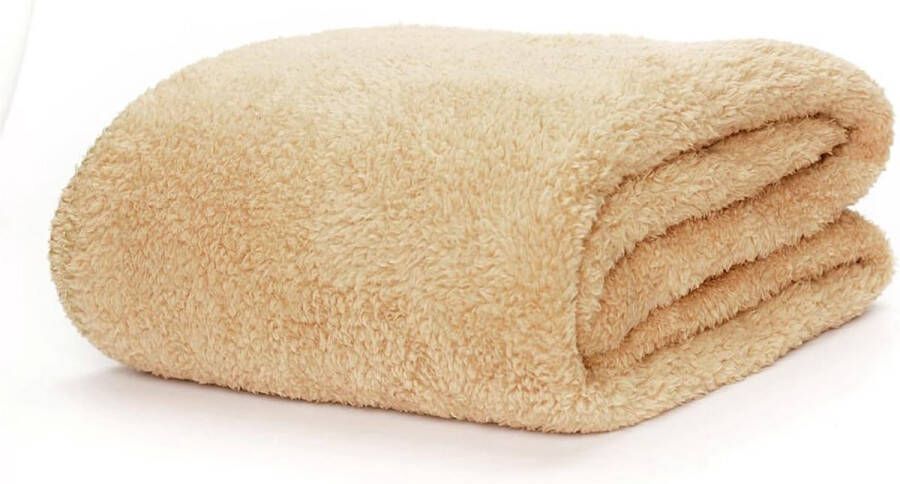 Merkloos Fleecedeken Speciale Editie Deken Luxe Sherpa Warm Fleece gooien TV-Deken voor bank Knuffeldeken 127 x 178cm Zandbeige